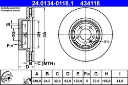 DISC FRANA ATE 24.0134-0118.1 - Compatibil cu LAND ROVER