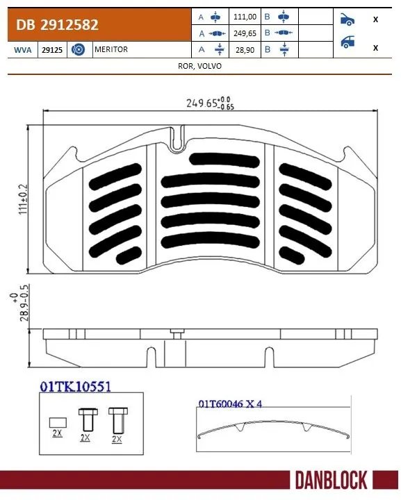 SET PLACUTE FRANA DANBLOCK DB 2912582 - Piesa auto compatibila cu mai multe marci