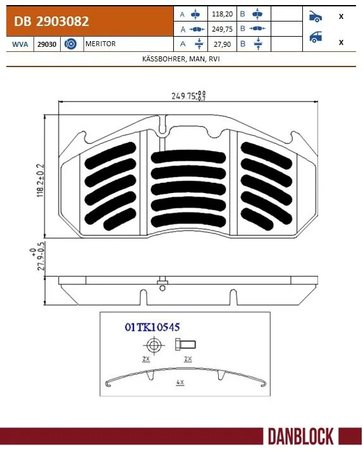 SET PLACUTE FRANA DANBLOCK DB 2903082 - Compatibil cu RENAULT TRUCKS
