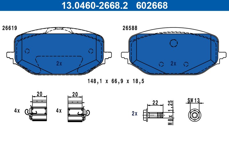 Set placute frana ATE 13.0460-2668.2