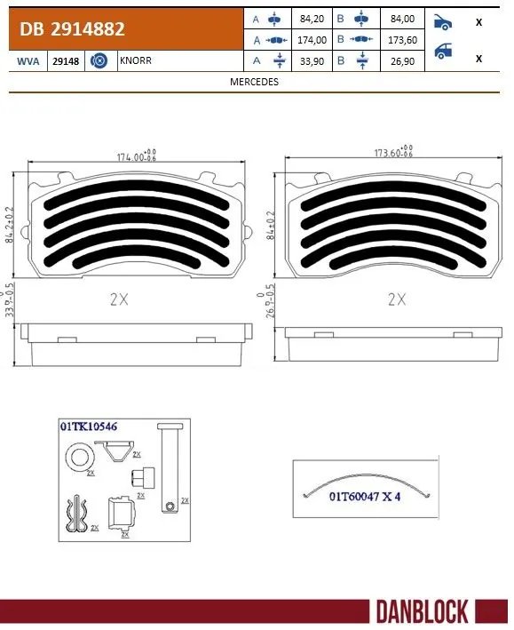 SET PLACUTE FRANA DANBLOCK DB 2914882 - Piesa auto compatibila cu mai multe marci