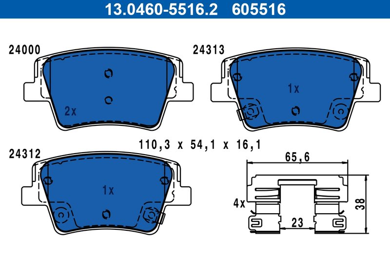 Set placute frana ATE 13.0460-5516.2