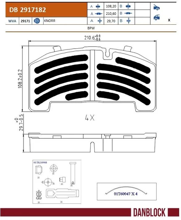SET PLACUTE FRANA DANBLOCK DB 2917182 - Piesa auto compatibila cu mai multe marci