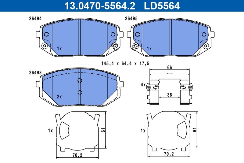 SET PLACUTE FRANA ATE 13.0470-5564.2 - Compatibil cu HYUNDAI