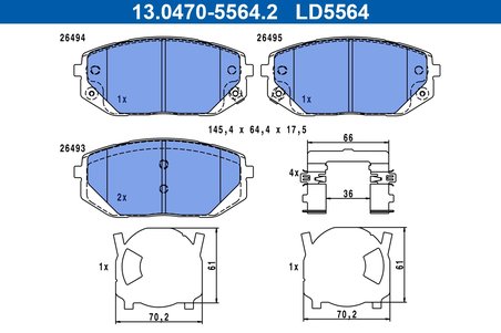 SET PLACUTE FRANA ATE 13.0470-5564.2 - Compatibil cu HYUNDAI