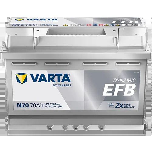 BATERIE DE PORNIRE VARTA 570500076K262 - Compatibil cu AC, ALFA ROMEO, AUDI, BMW, CHRYSLER, CITROEN, CUPRA, DACIA, DS, FIAT, FOR