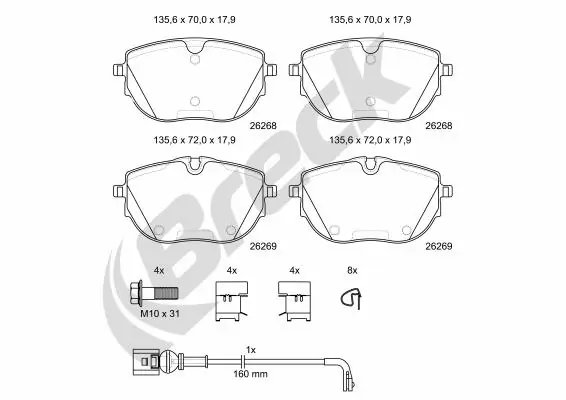 SET PLACUTE FRANA BRECK 26268 00 703 00 - Compatibil cu VW