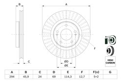 DISC FRANA BOSCH 0 986 479 E76 - Compatibil cu CITROEN, MITSUBISHI, PEUGEOT