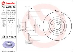 DISC FRANA BREMBO 08.A456.11 - Compatibil cu CITROEN, FIAT, PEUGEOT, TOYOTA