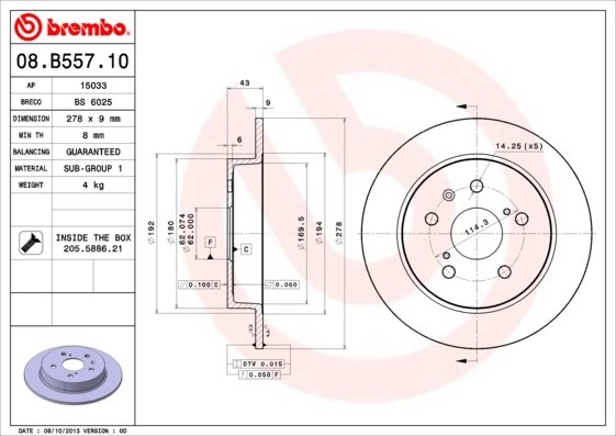 Disc frana Brembo 08.B557.10