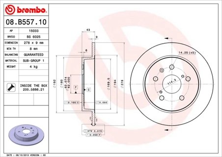 Disc frana Brembo 08.B557.10