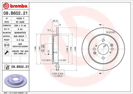 DISC FRANA BREMBO 08.B602.21 - Compatibil cu HONDA