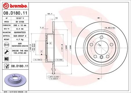Disc frana Brembo 08.D180.11