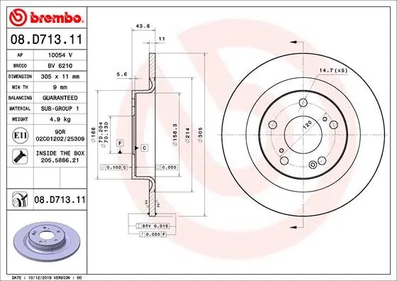 DISC FRANA BREMBO 08.D713.11 - Compatibil cu HONDA