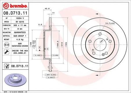 DISC FRANA BREMBO 08.D713.11 - Compatibil cu HONDA