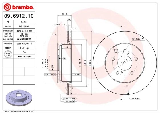 Disc frana Brembo 09.6912.10