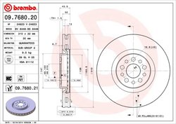 DISC FRANA BREMBO 09.7680.21 - Compatibil cu CITROEN, FIAT, LANCIA, PEUGEOT