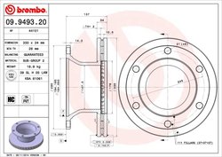 DISC FRANA BREMBO 09.9493.20 - Compatibil cu RENAULT TRUCKS, VOLVO