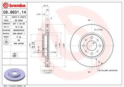 DISC FRANA BREMBO 09.9631.14 - Compatibil cu ALFA ROMEO, FIAT, LANCIA