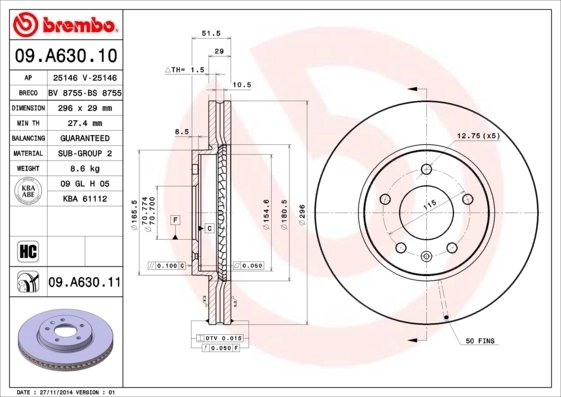 Disc frana Brembo 09.A630.11