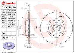 DISC FRANA BREMBO 09.A728.11 - Compatibil cu FORD, VOLVO, VOLVO (CHANGAN)