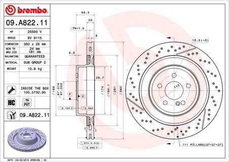 DISC FRANA BREMBO 09.A822.11 - Compatibil cu MERCEDES-BENZ