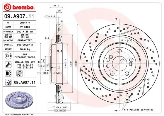 Disc frana Brembo 09.A907.11