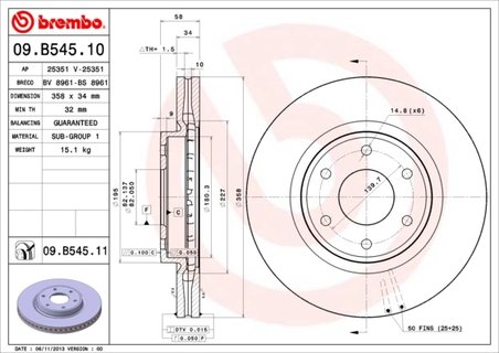 Disc frana Brembo 09.B545.11