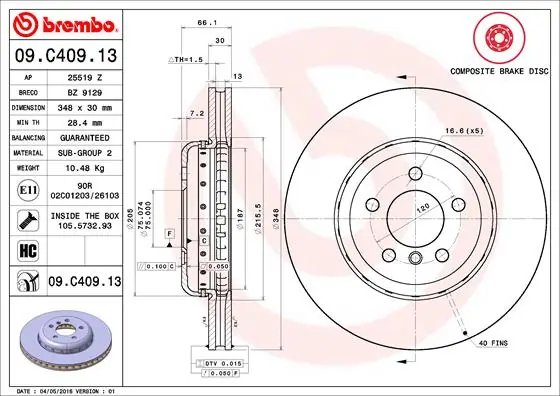 Disc frana Brembo 09.C409.13