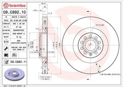 DISC FRANA BREMBO 09.C892.11 - Compatibil cu AUDI, SEAT, SKODA, SKODA (SVW), VW