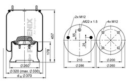 BURDUF SUSPENSIE PNEUMATICA PHOENIX 1 D 28 B-10 - Piesa auto compatibila cu mai multe marci