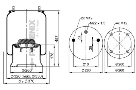 BURDUF SUSPENSIE PNEUMATICA PHOENIX 1 D 28 B-10 - Piesa auto compatibila cu mai multe marci