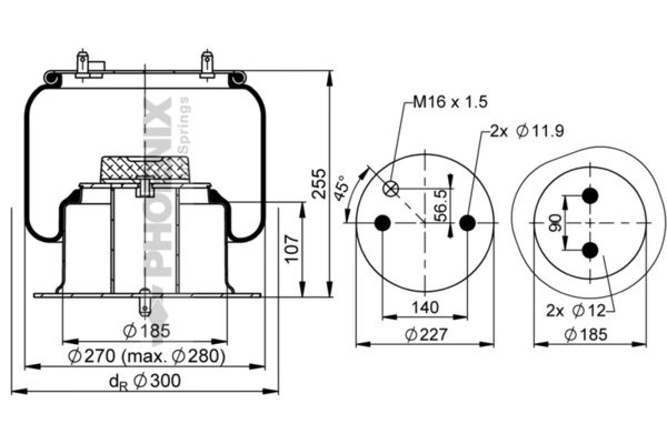 BURDUF SUSPENSIE PNEUMATICA PHOENIX 1 DF 20 C-4 - Piesa auto compatibila cu mai multe marci
