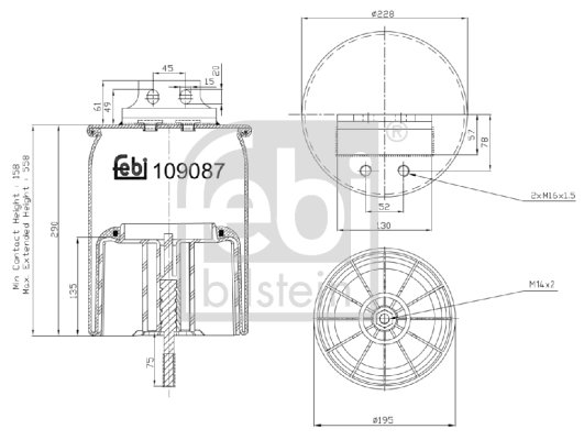BURDUF SUSPENSIE PNEUMATICA FEBI BILSTEIN 109087 - Compatibil cu IVECO