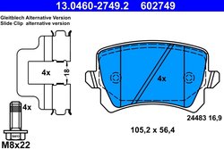SET PLACUTE FRANA ATE 13.0460-2749.2 - Compatibil cu AUDI, SEAT, SKODA, VW