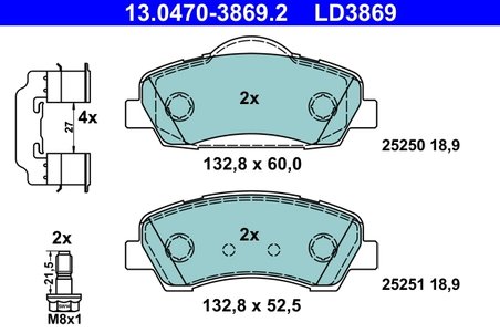 Set placute frana ATE 13.0470-3869.2