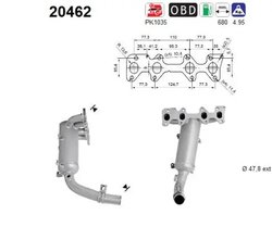 CATALIZATOR AS 20462 - Compatibil cu CHRYSLER, FIAT, FORD, LANCIA