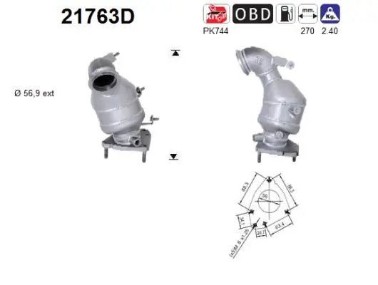 CATALIZATOR AS 21763D - Compatibil cu FIAT, OPEL, SAAB, SUZUKI, VAUXHALL