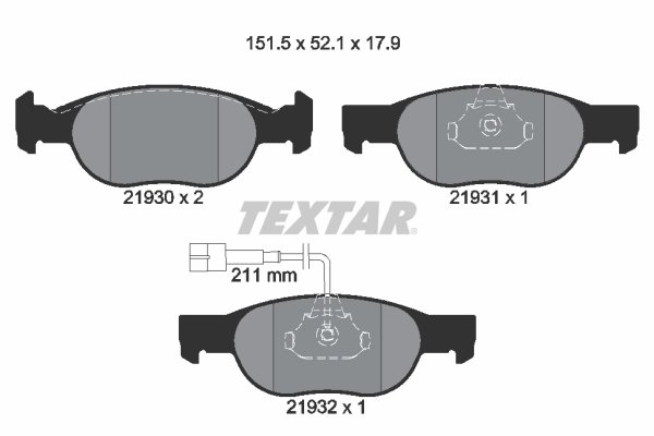 SET PLACUTE FRANA TEXTAR 2193002 - Compatibil cu FIAT, LANCIA