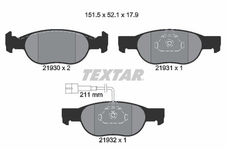 SET PLACUTE FRANA TEXTAR 2193002 - Compatibil cu FIAT, LANCIA