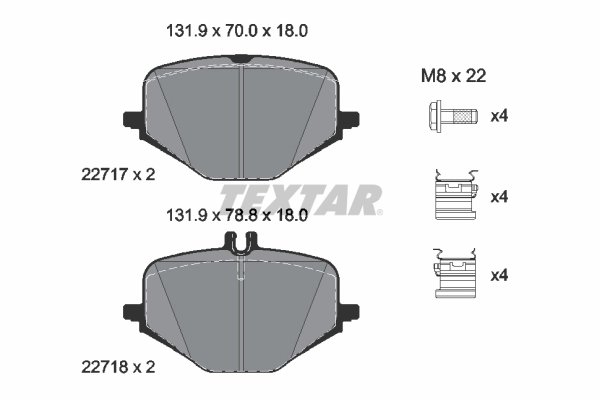 SET PLACUTE FRANA TEXTAR 2271701 - Compatibil cu MERCEDES-BENZ