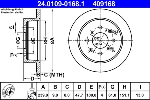 DISC FRANA ATE 24.0109-0168.1 - Compatibil cu HONDA