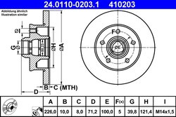 DISC FRANA ATE 24.0110-0203.1 - Compatibil cu SEAT, VW