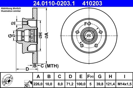 DISC FRANA ATE 24.0110-0203.1 - Compatibil cu SEAT, VW
