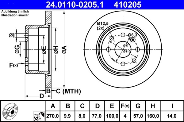 DISC FRANA ATE 24.0110-0205.1 - Compatibil cu OPEL, VAUXHALL