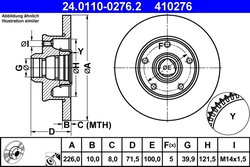 DISC FRANA ATE 24.0110-0276.2 - Compatibil cu SEAT, VW