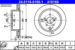 DISC FRANA ATE 24.0118-0160.1 - Compatibil cu SUBARU