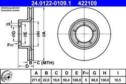 DISC FRANA ATE 24.0122-0109.1 - Compatibil cu OPEL, VAUXHALL