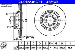 DISC FRANA ATE 24.0122-0139.1 - Compatibil cu AUDI