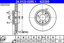 DISC FRANA ATE 24.0122-0255.1 - Compatibil cu CITROEN